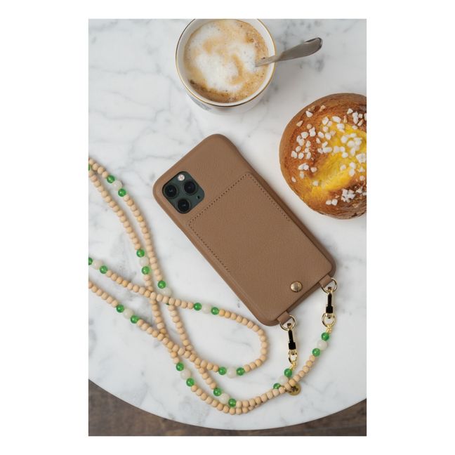 Arielle Wooden Bead Phone Strap | Green