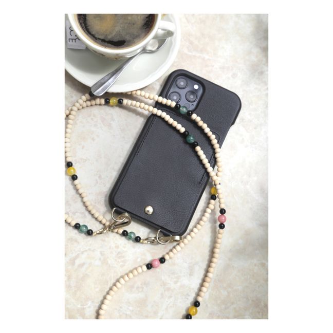 Arielle Wooden Bead Phone Strap Pink