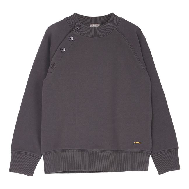 Buttoned Sweatshirt with Collar Charcoal grey