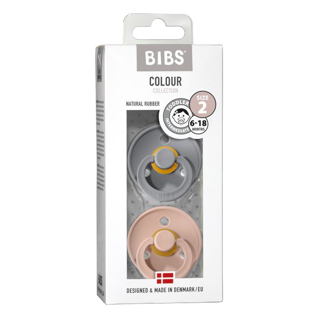 Chupetes de caucho natural - Set de 2 | Gris