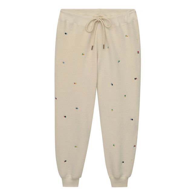 Jogger The Sherpa Cropped W/Ditsy Floral Embroidery Ecru