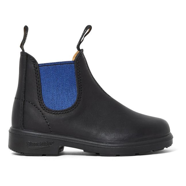 Chelsea Boots Cuir Elastique Bleu Noir