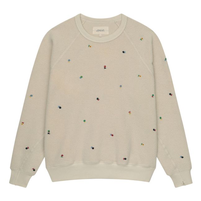 The Sherpa College W/Ditsy Floral Embroidery Sweatshirt Blanc/Écru