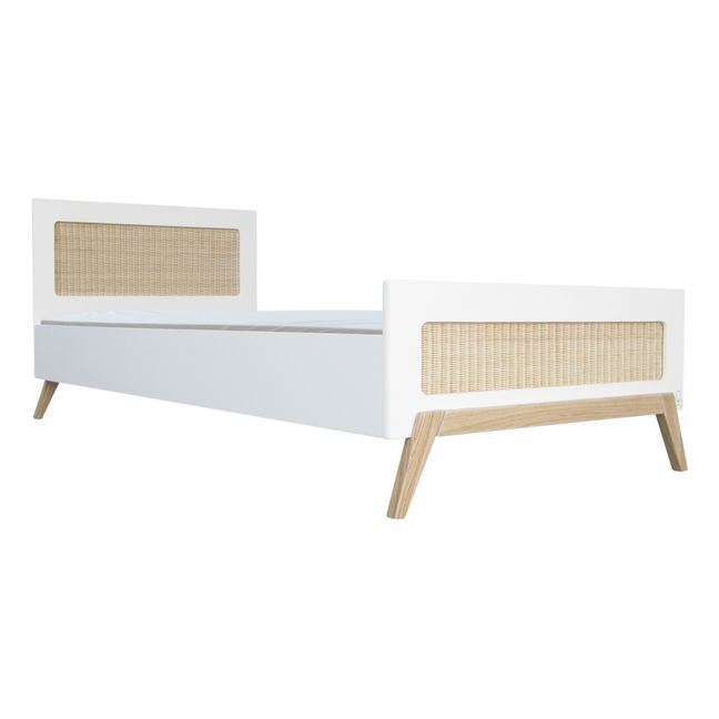 Marelia Cedar & Woven Rattan Junior Bed - 90 x 200 cm Bianco