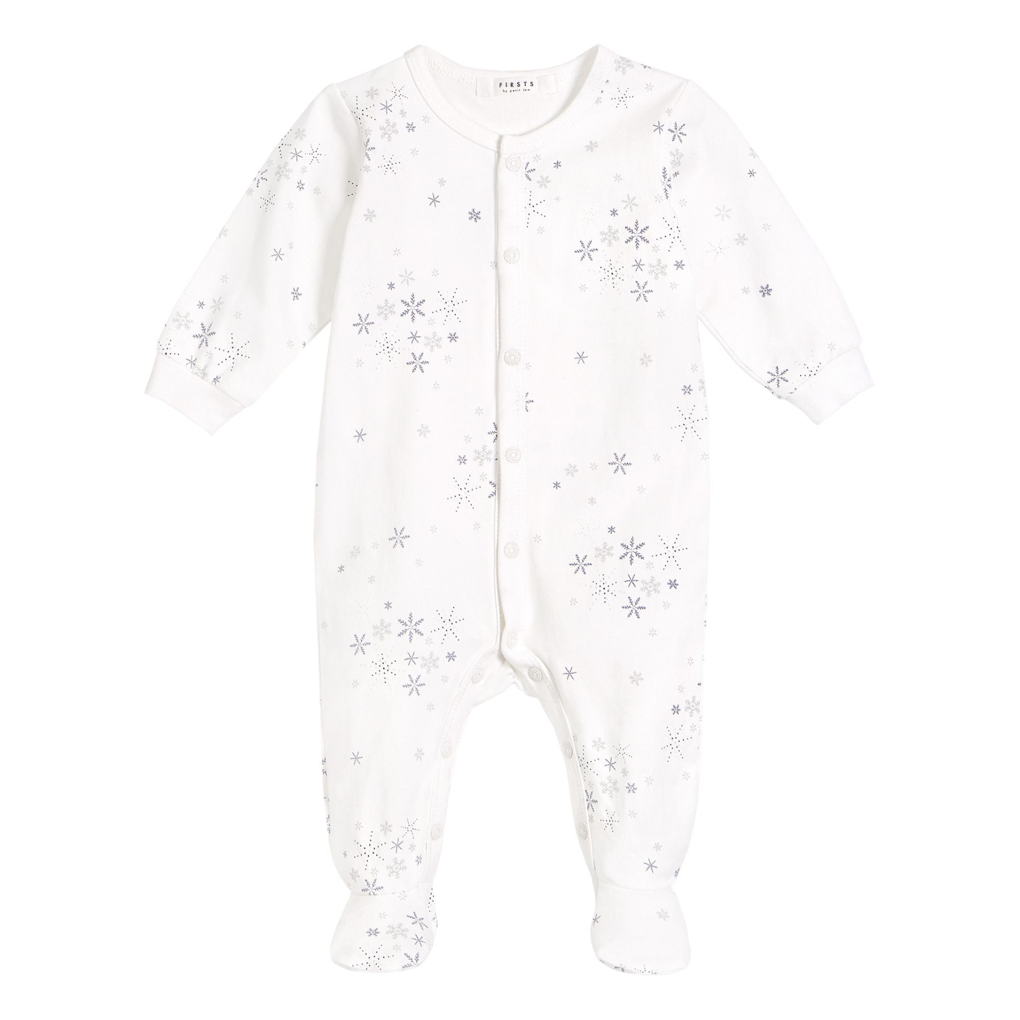 Snowflake Print Footed Pyjamas Off white Petit Lem Fashion Baby