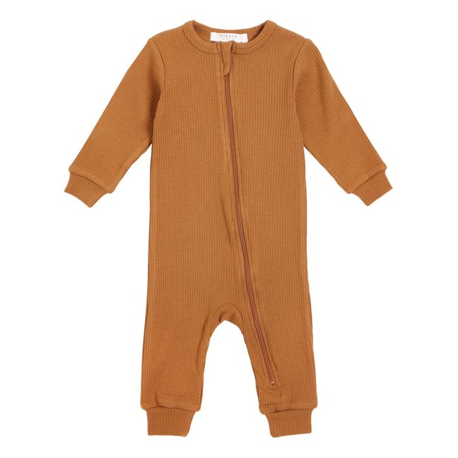 Pyjama ohne Füße Einfarbig Kamelbraun