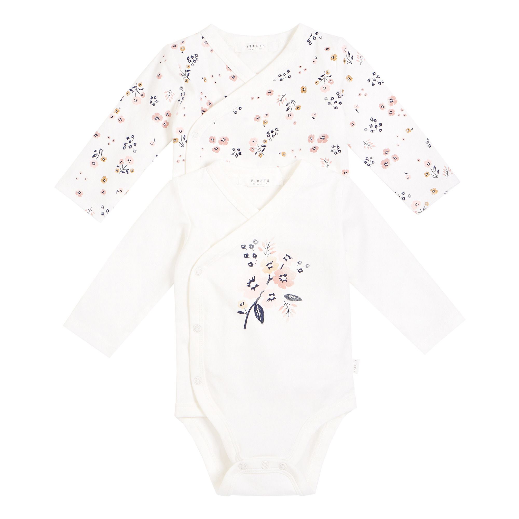 Petit Lem - Lot de Deux Bodies Motif Fleuri - Fille - Blanc cassé