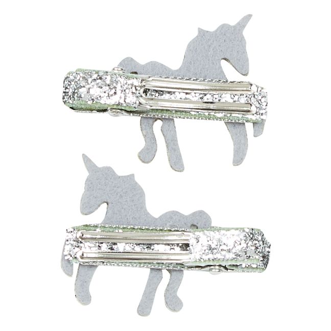 Set of 2 Sparkly Hair Clips  | Silver