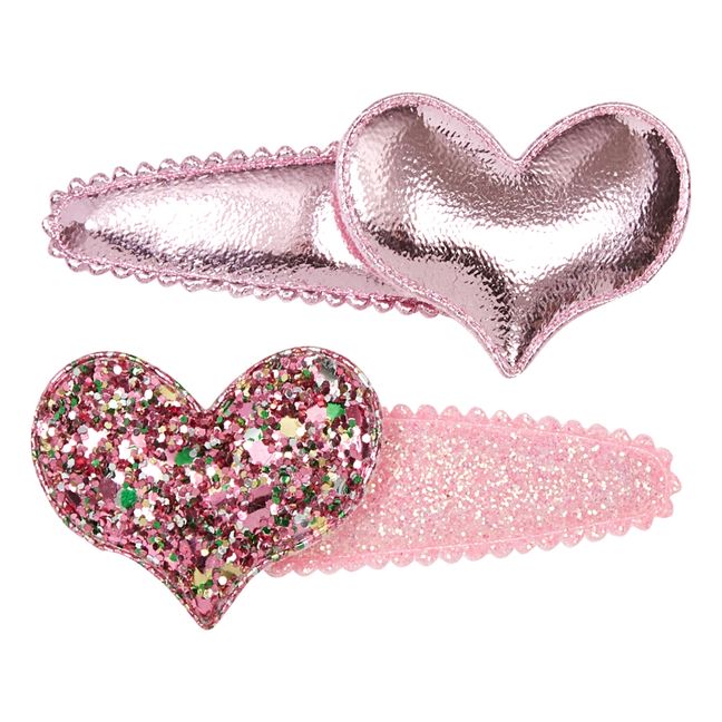 Set di due mollette con cuori | Rosa