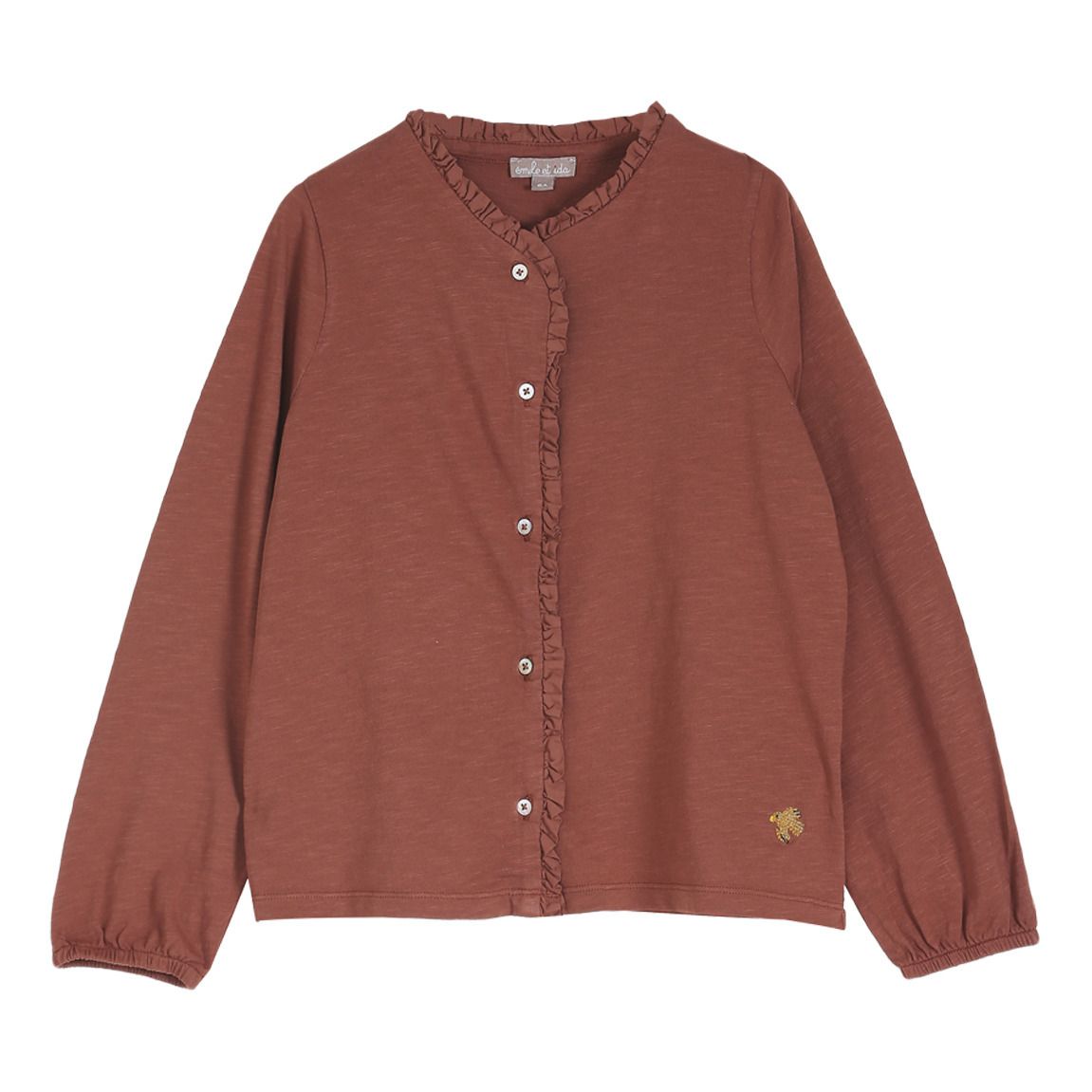 Emile et Ida - T-shirt Coton Bio Boutonné - Fille - Caramel