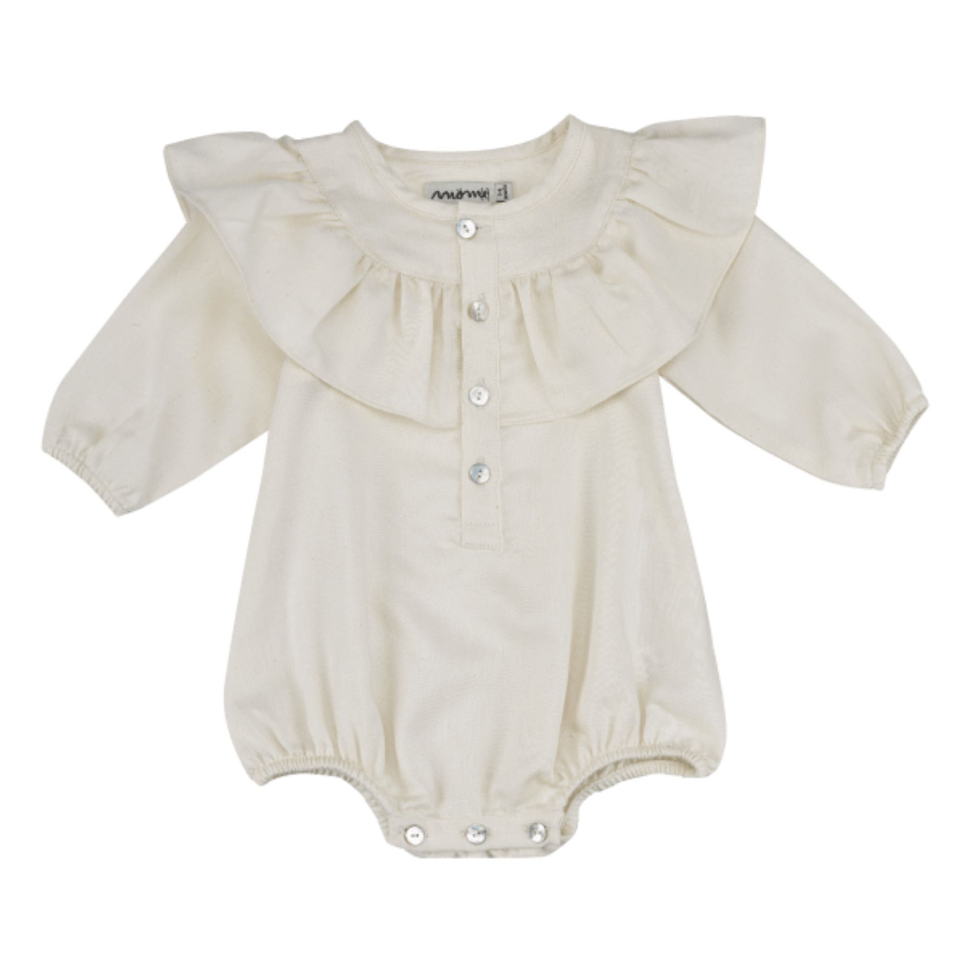 Mom(e) - Barboteuse Coton Bio Volants Inês - Fille - Ecru