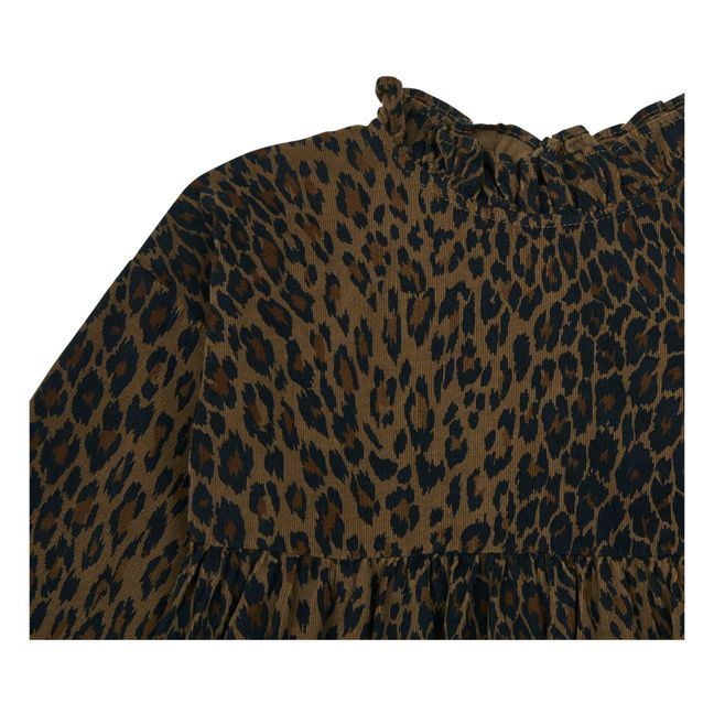 Vestido Leopardo de terciopelo Marrón