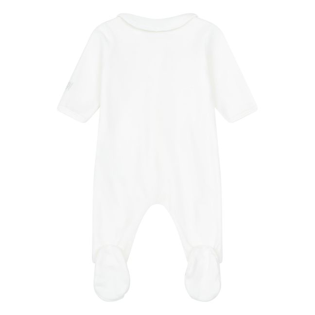Samt-Pyjama Tamelia Bio-Baumwolle Weiß