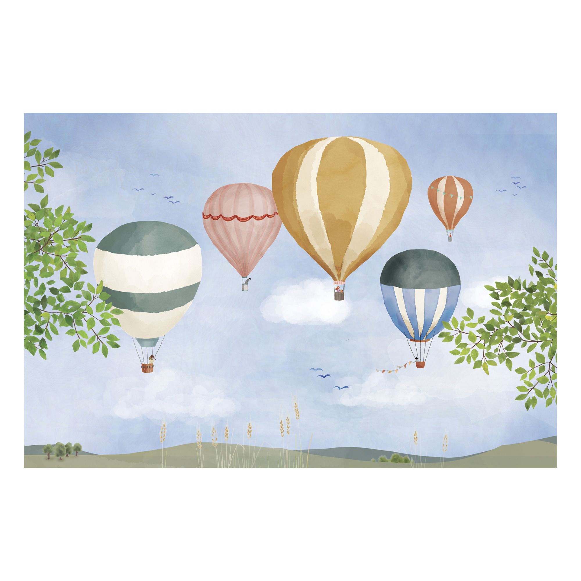 Watercolour Hot Air Balloon Poster- Imagen del producto n°0