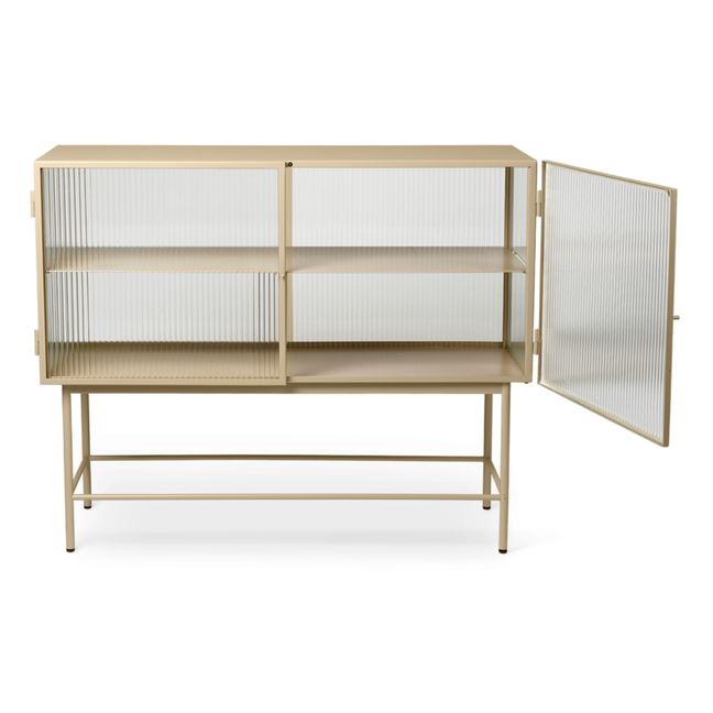 Haze Ribbed Glass and Metal Sideboard | Beige