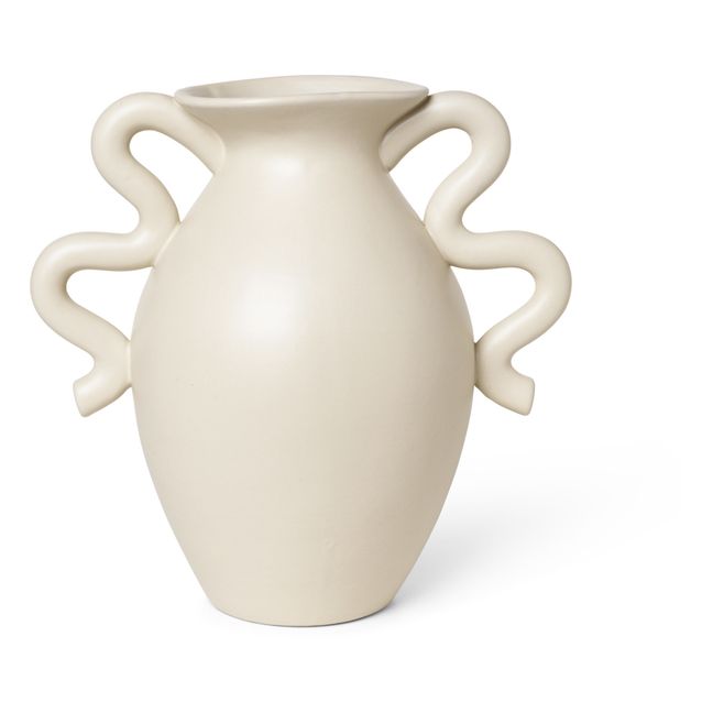 Vase Verso aus Steingut | Cremefarben