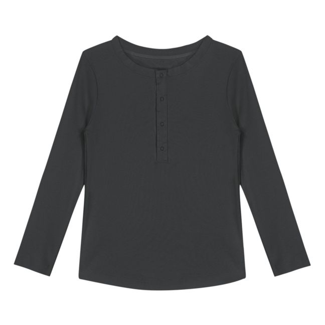 T-shirt Henley Coton Bio - Capsule Homewear  | Noir