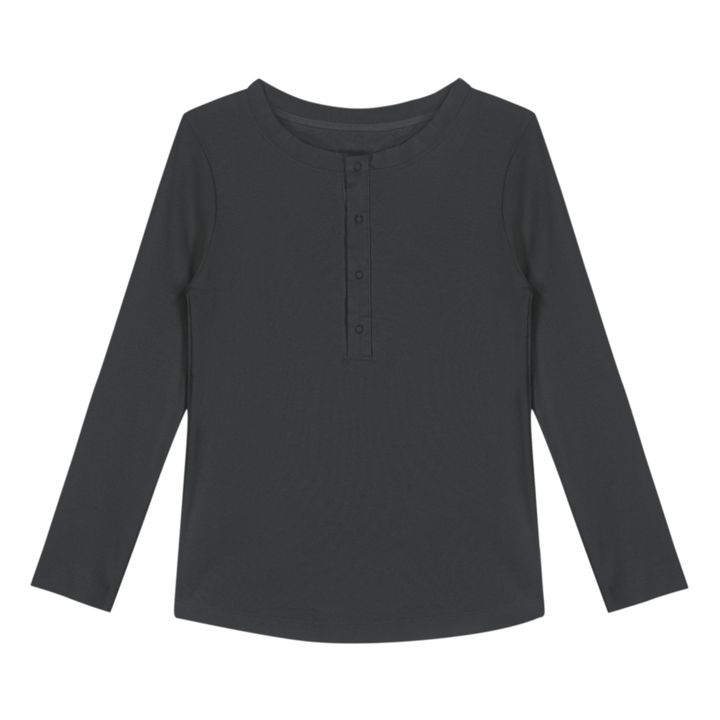 T-shirt Henley Coton Bio - Capsule Homewear  | Noir- Image produit n°0