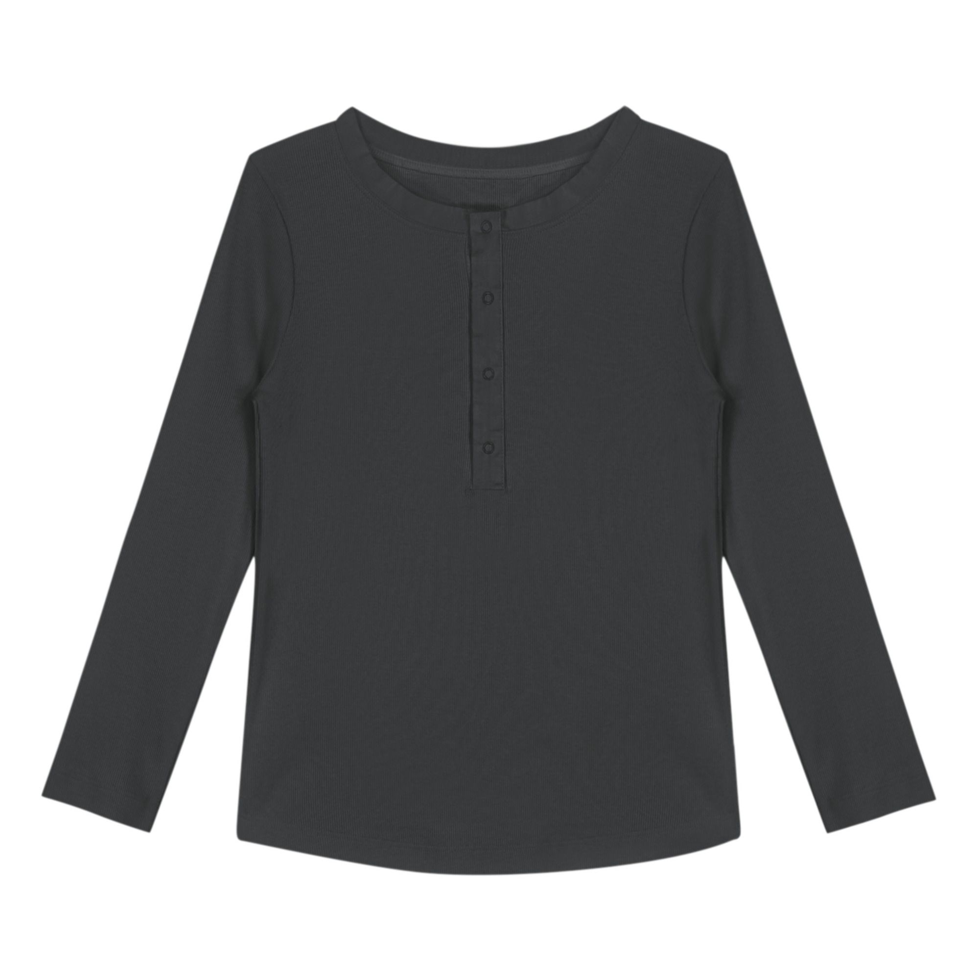 T-shirt Henley Coton Bio - Capsule Homewear - Noir- Image produit n°0