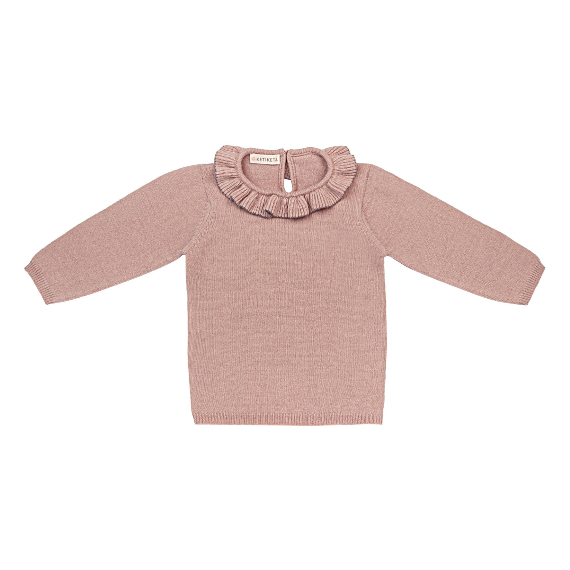 Romy Frill Collar Woollen Jumper Pink- Product image n°0