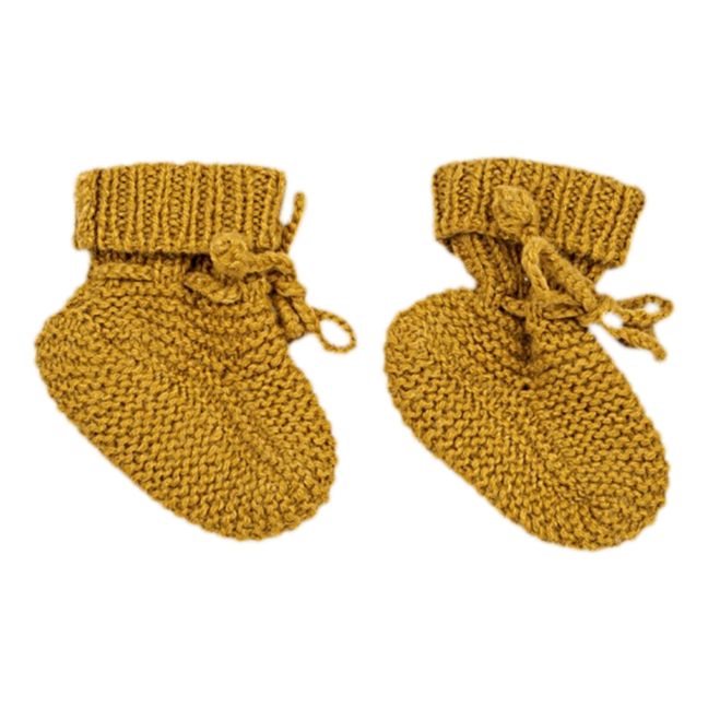 Woollen Hand Knit Booties Ocra