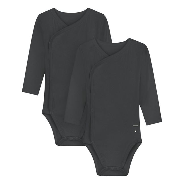 Organic Cotton Crossover Bodysuit - Capsule Homewear - Schwarz