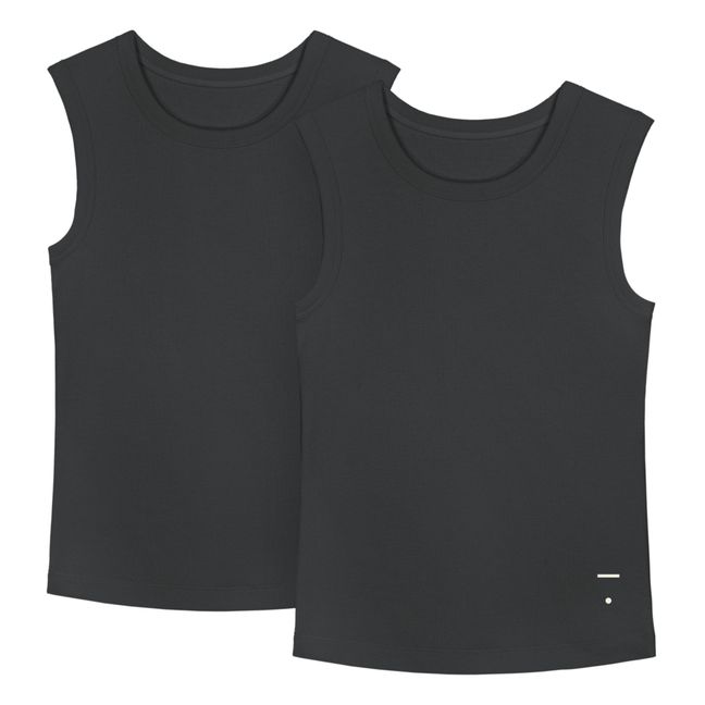 Pack of Two Organic Cotton Vests - Capsule Homewear - Schwarz