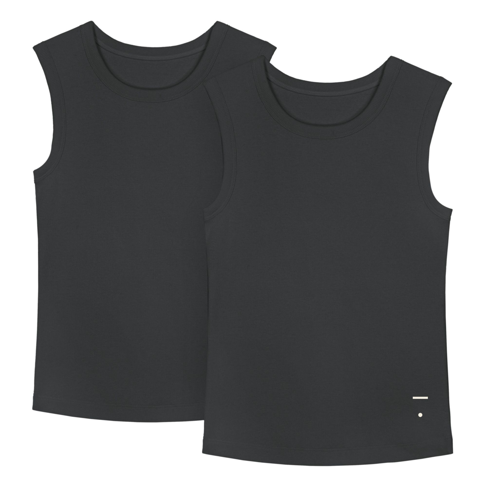 Pack of Two Organic Cotton Vests - Capsule Homewear - Black- Product image n°0