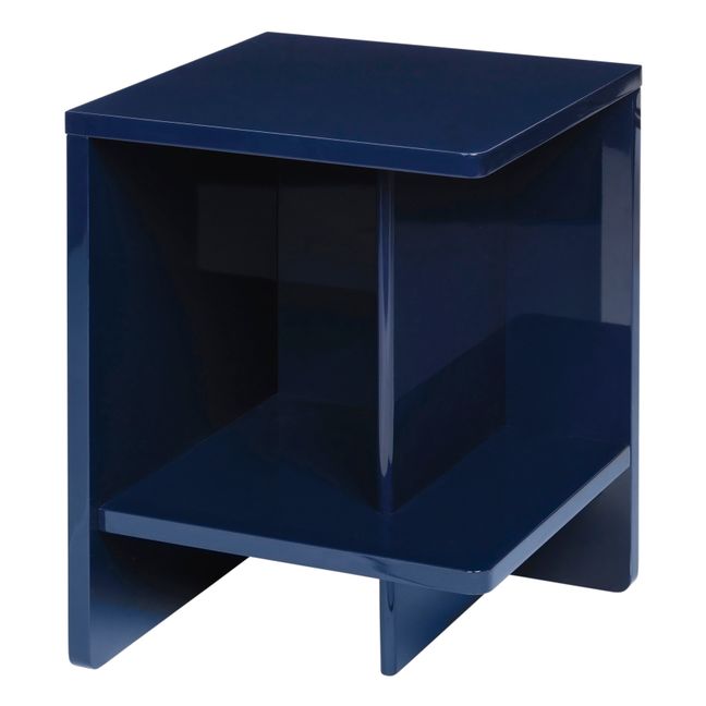 Tenna Lacquered Wood Bedside Table - Right Blu marino