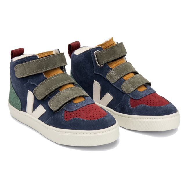 Esplar High-Top Velcro Fur-Lined Suede Sneakers  | Navy blue