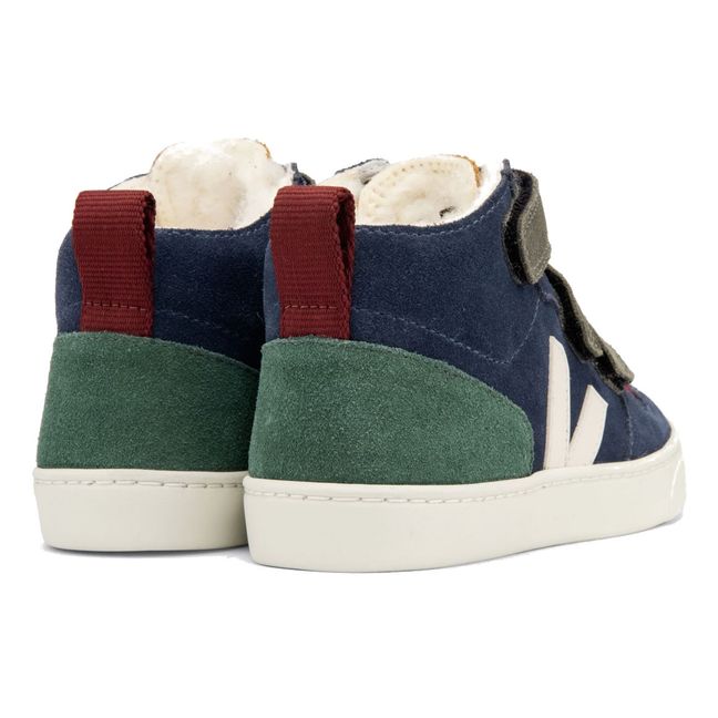 Esplar High-Top Velcro Fur-Lined Suede Sneakers  | Navy blue