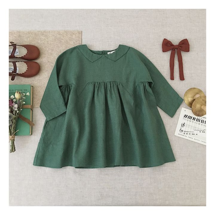 Millie Linen Dress | Dark green