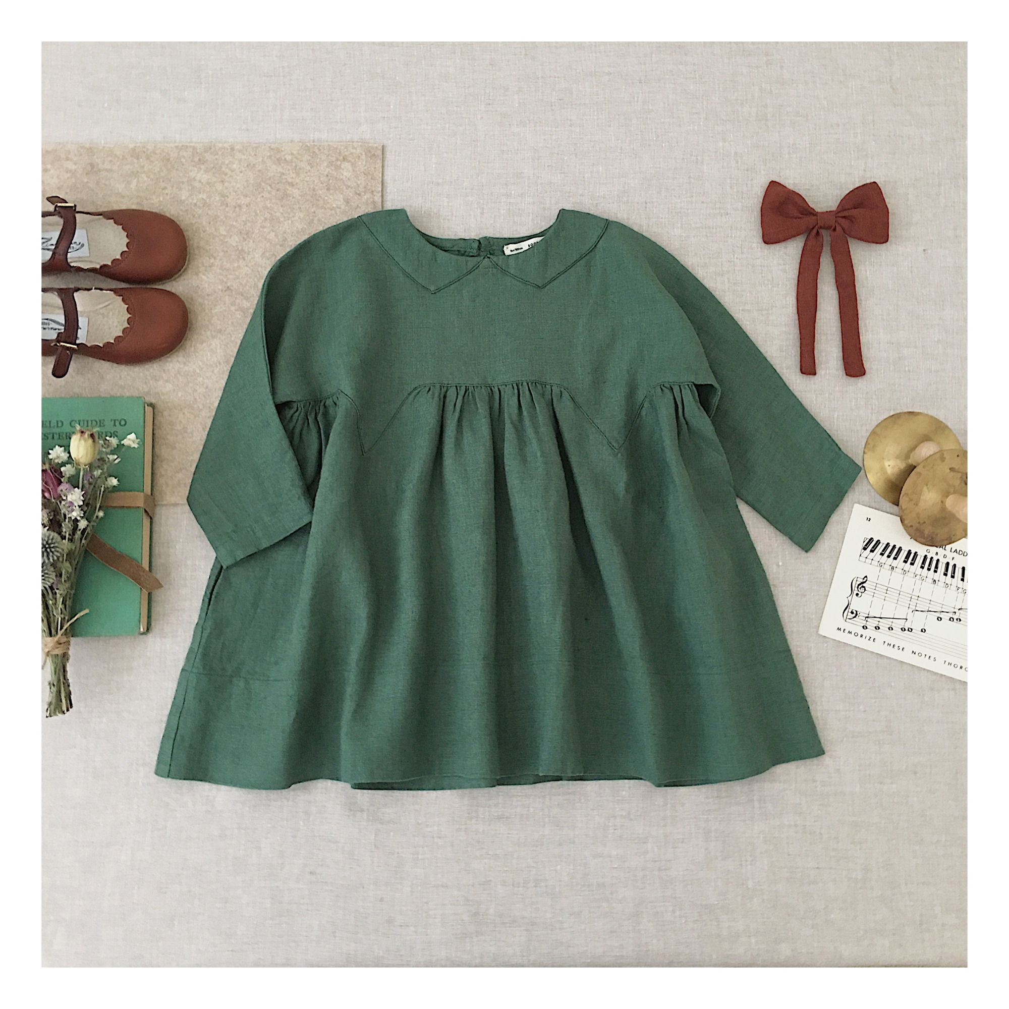 Soor Ploom - Millie Linen Dress - Dark green | Smallable