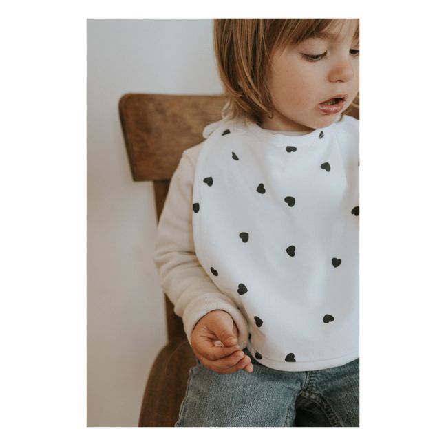 Bavoir Anna Coeurs noirs | Ecru