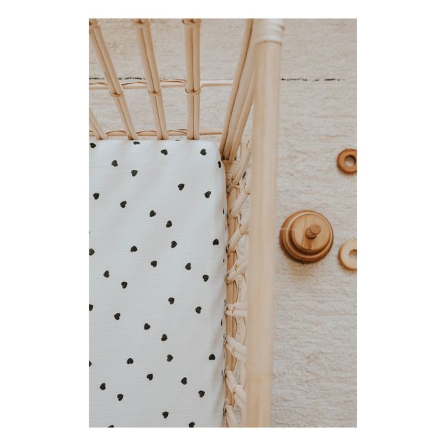 Olivia Hearts Fitted Sheet | Ecru