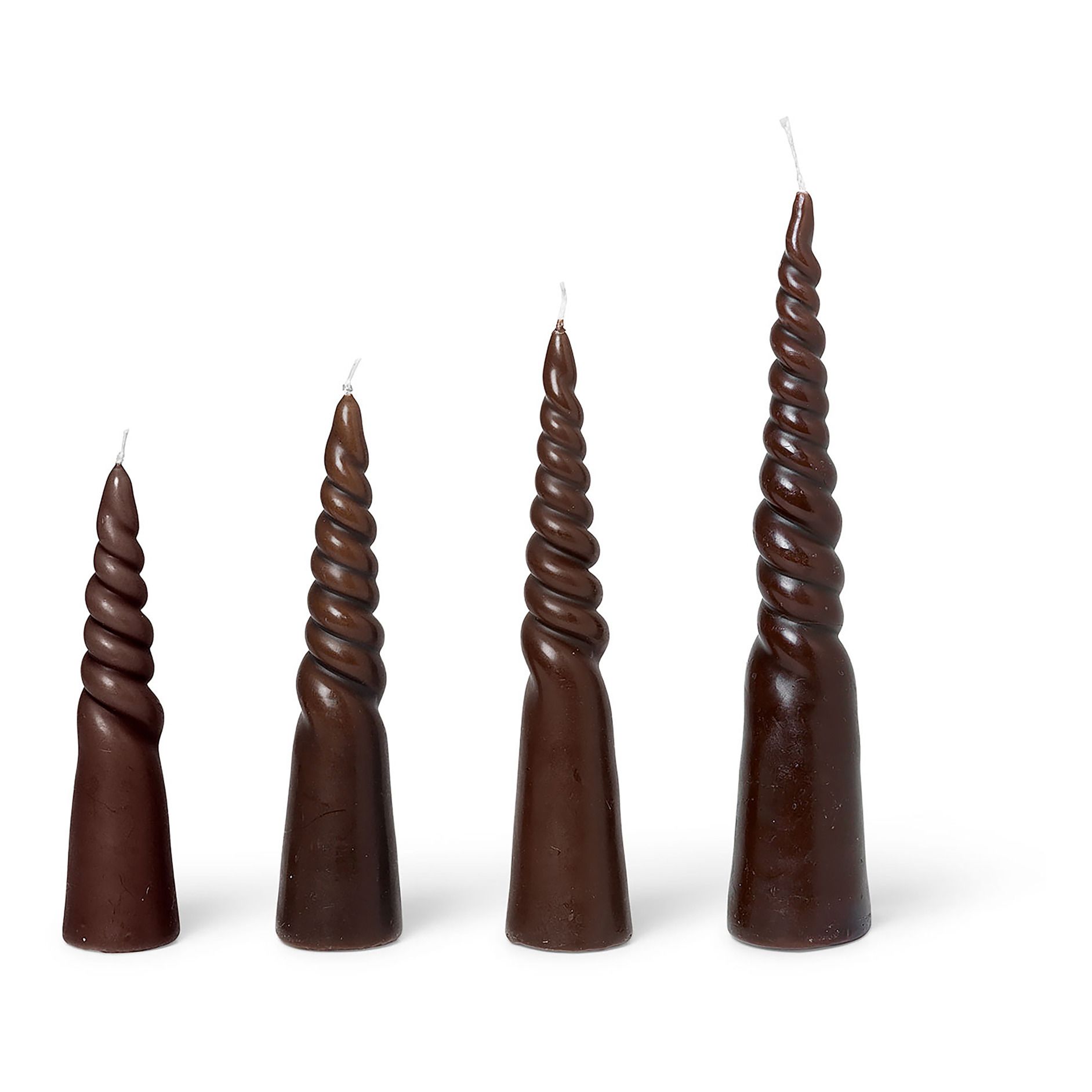 Ferm Living - Bougie Twisted - Set de 4 - Marron