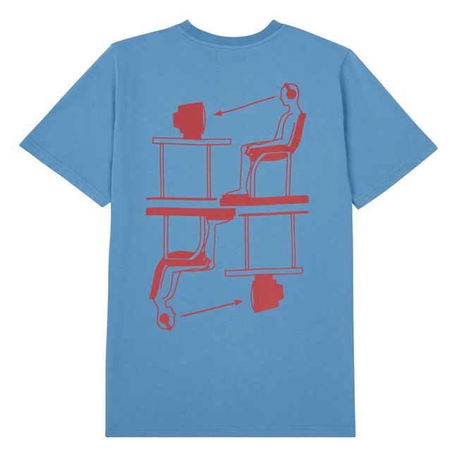 T-shirt, modello: Audiovisual, in cotone bio Azzurro