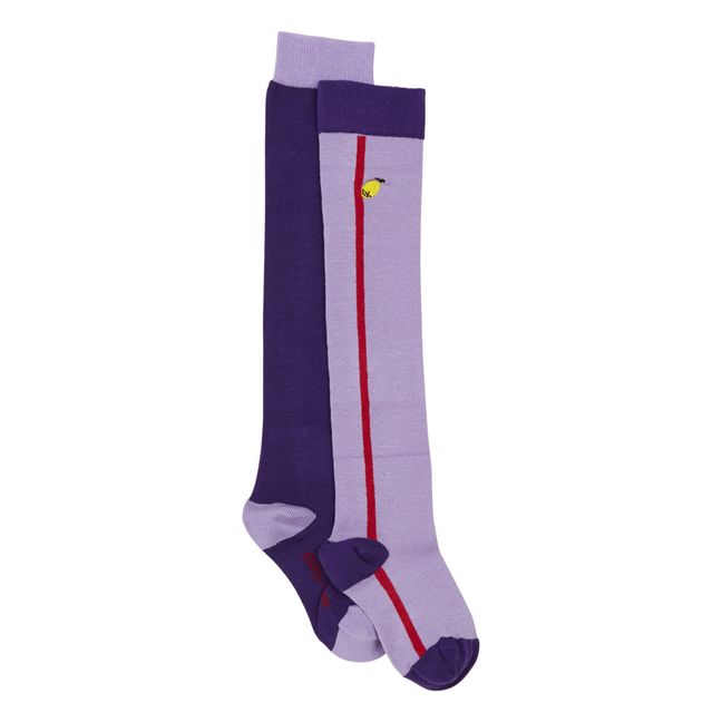Colourblock Long Socks Purple