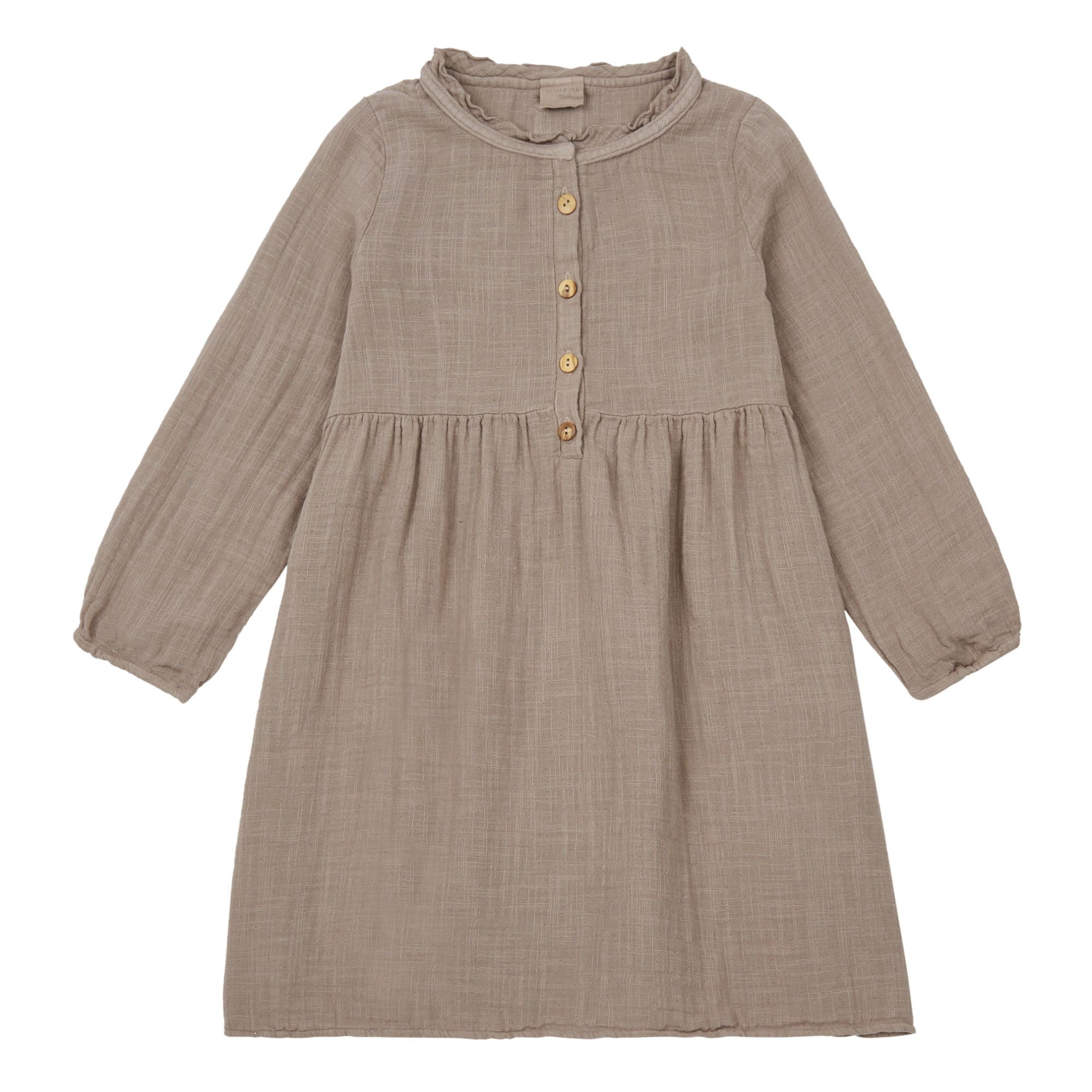 Vermont Organic Cotton Muslin Dress Taupe brown- Product image n°0