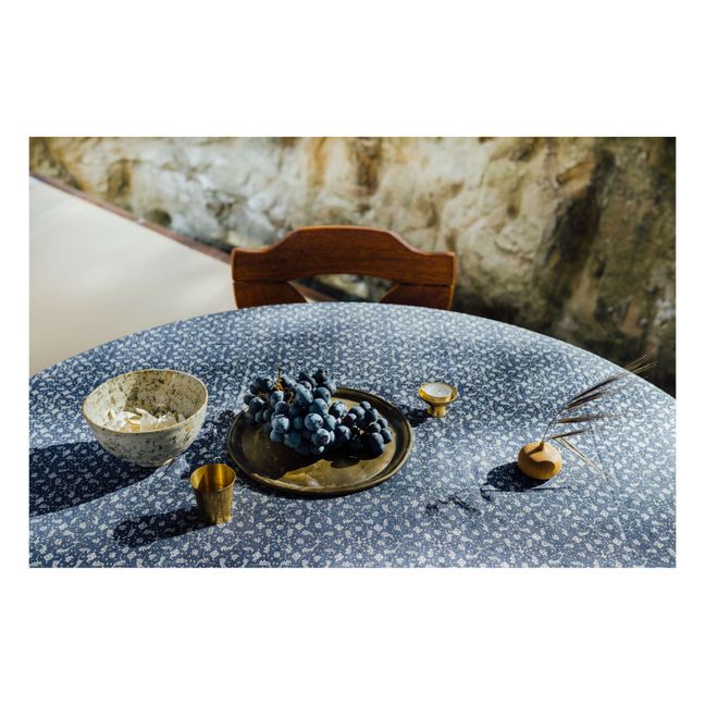 Nappe Marge en coton imprimé main  | Bleu gris