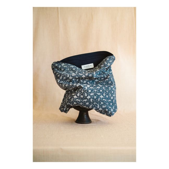 Trousse Marge con zip stampata a mano Blu