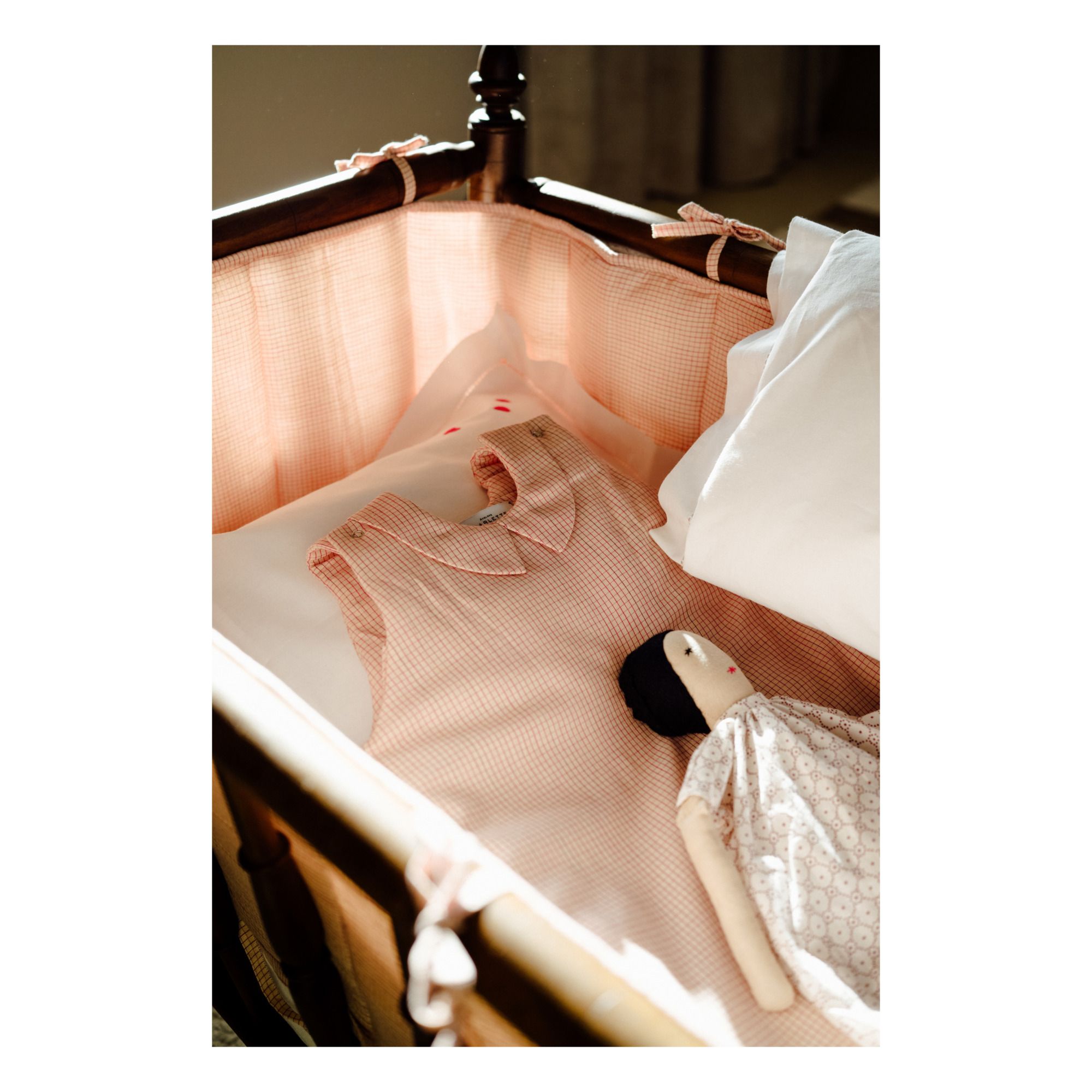 Scarlette Ateliers - Tour de lit Grace à carreaux en coton - Rouge