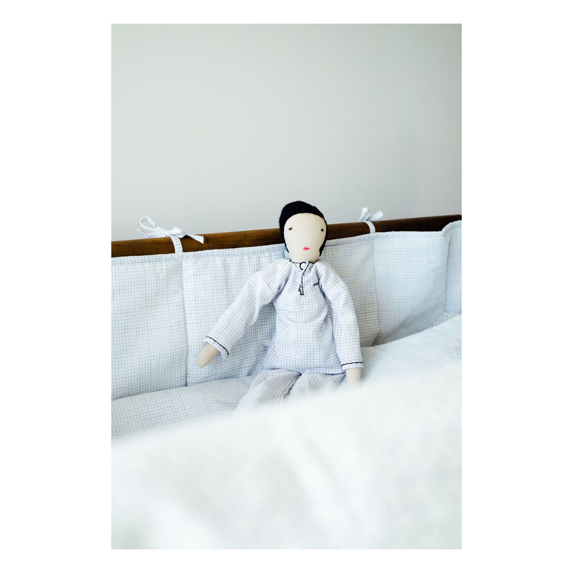 Scarlette Ateliers - Tour de lit Paul à carreaux en coton - Bleu ciel