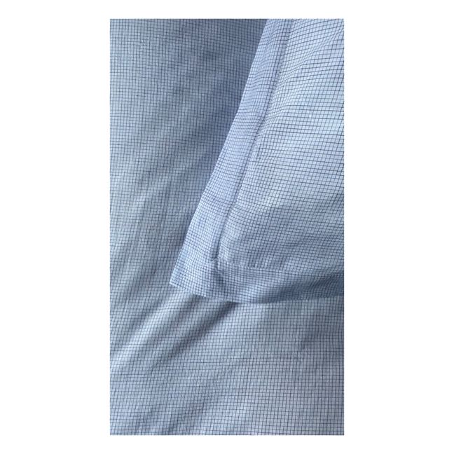 Paul Checked Cotton Bedding Set  | Light blue