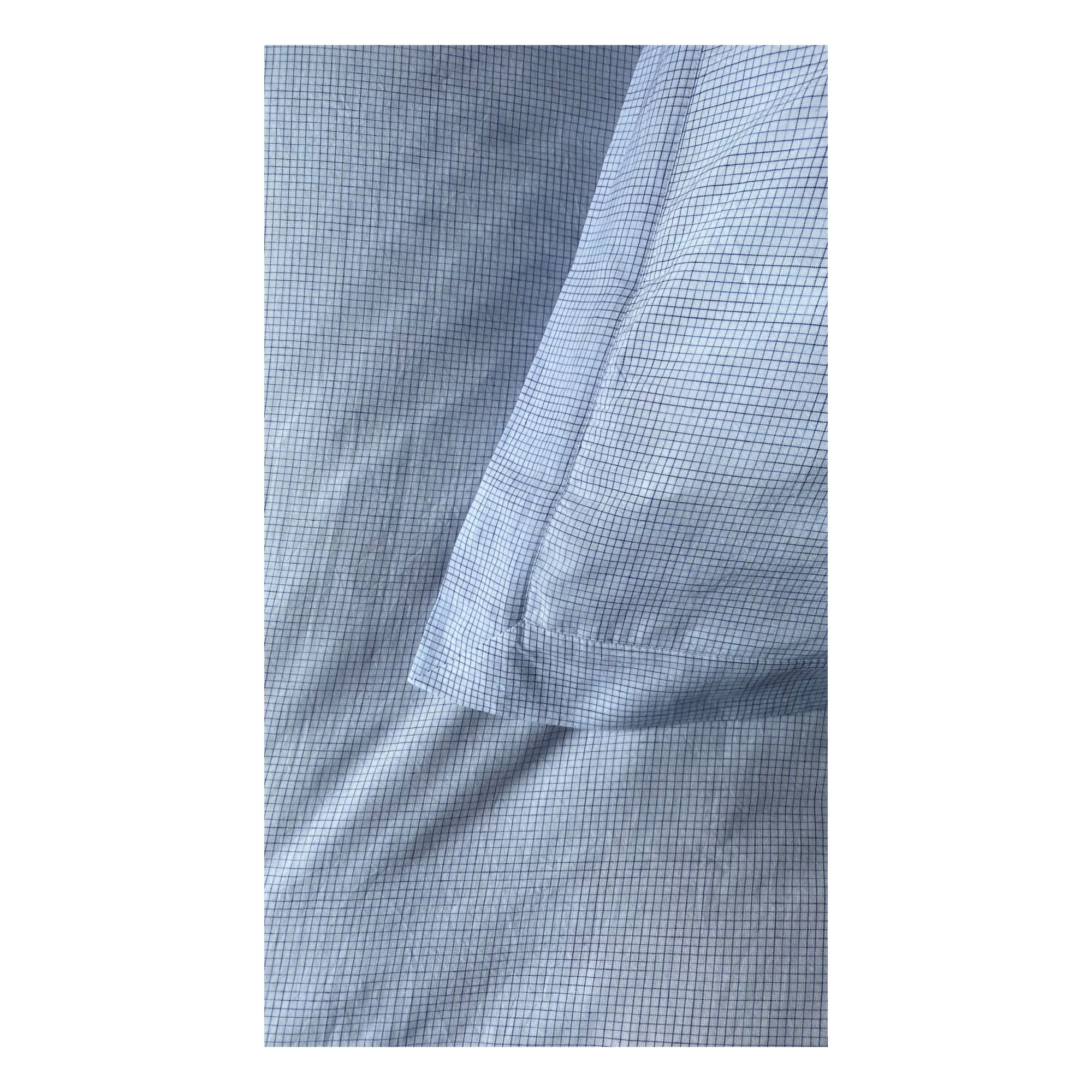 Scarlette Ateliers - Parure de lit Paul à carreaux en coton - Bleu ciel