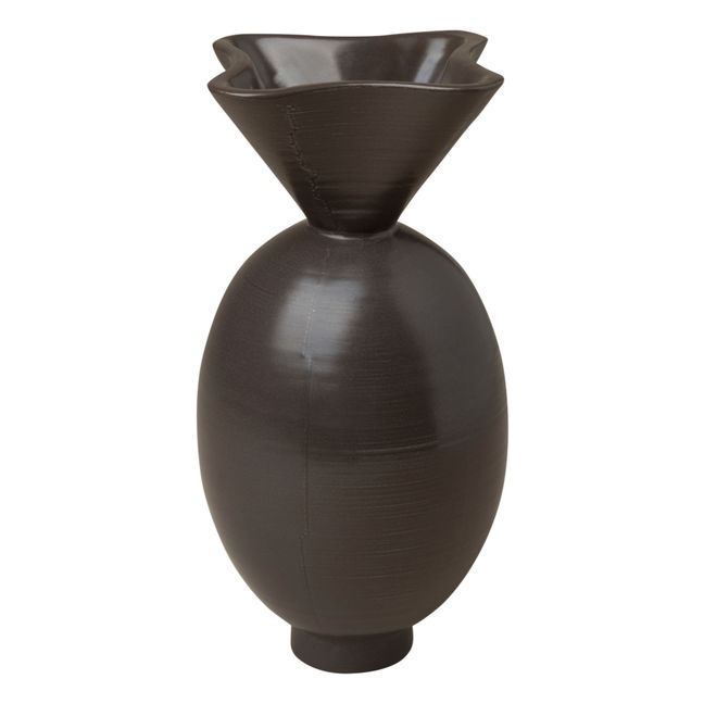 Vase Von aus glasiertem Ton Schwarz