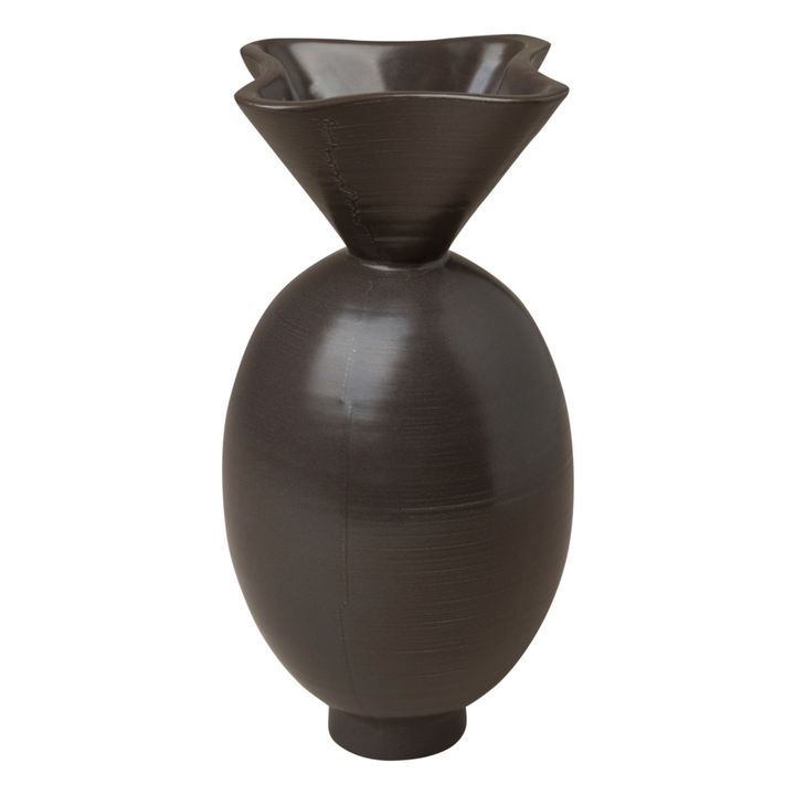 Von Glazed Clay Vase | Black- Product image n°0