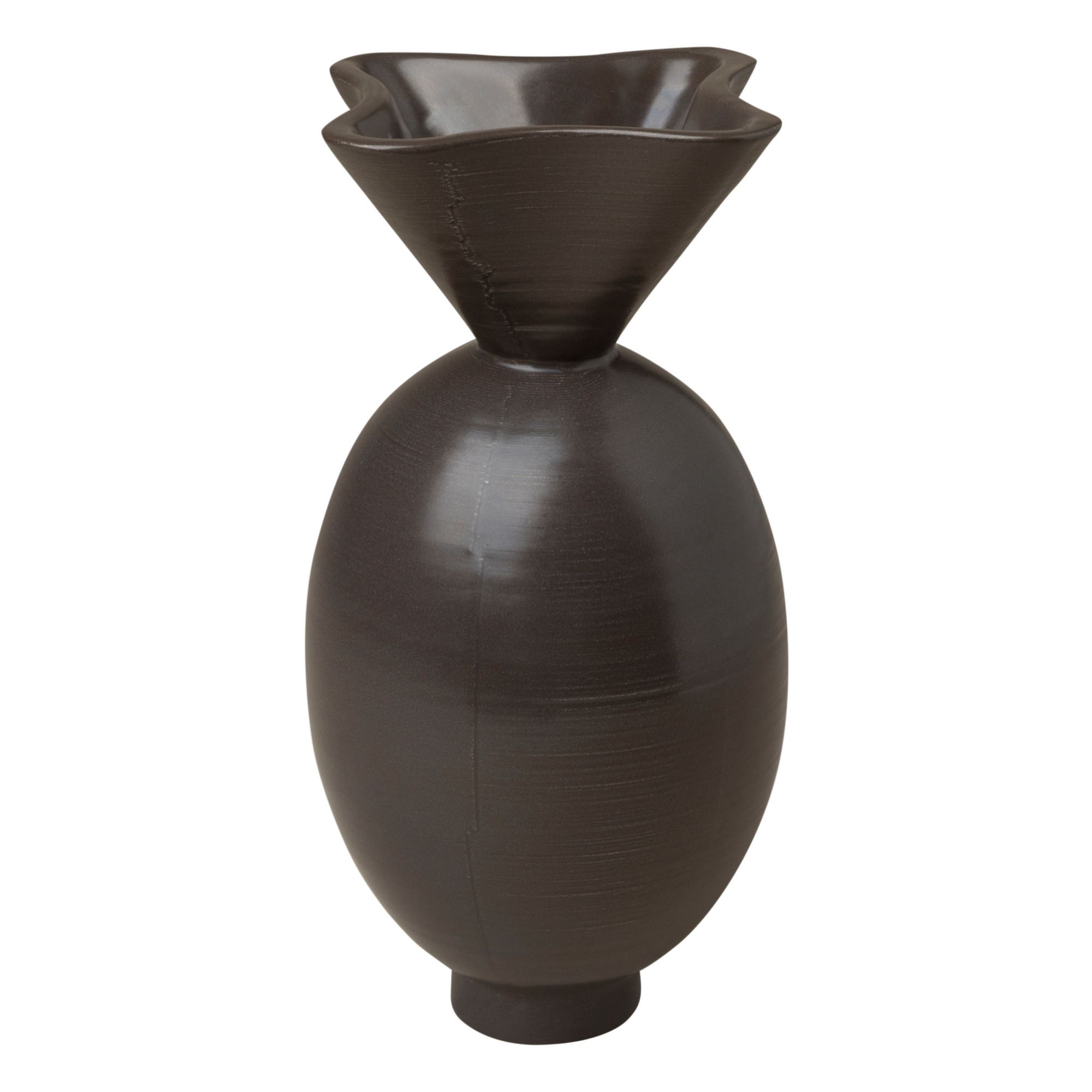 Los Objetos Decorativos - Vase Von en argile émaillé - Noir