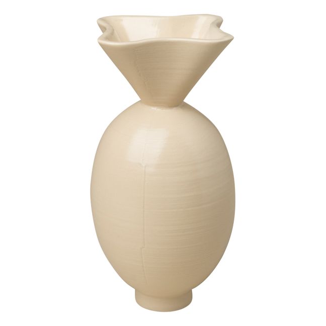 Von Glazed Clay Vase Sandfarben