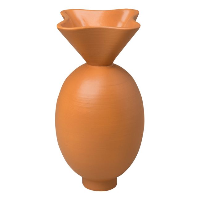 Von Glazed Clay Vase Terracotta